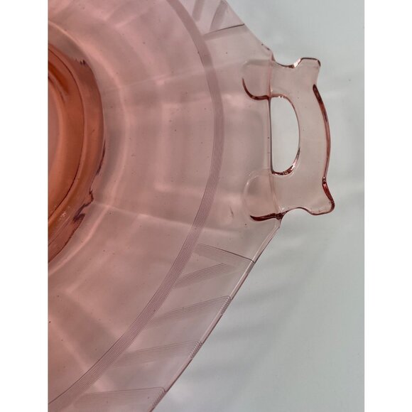 Vintage Pink Depression Glass Serving Tray With Handles Octagonal Shape Elegant - Picture 6 of 12